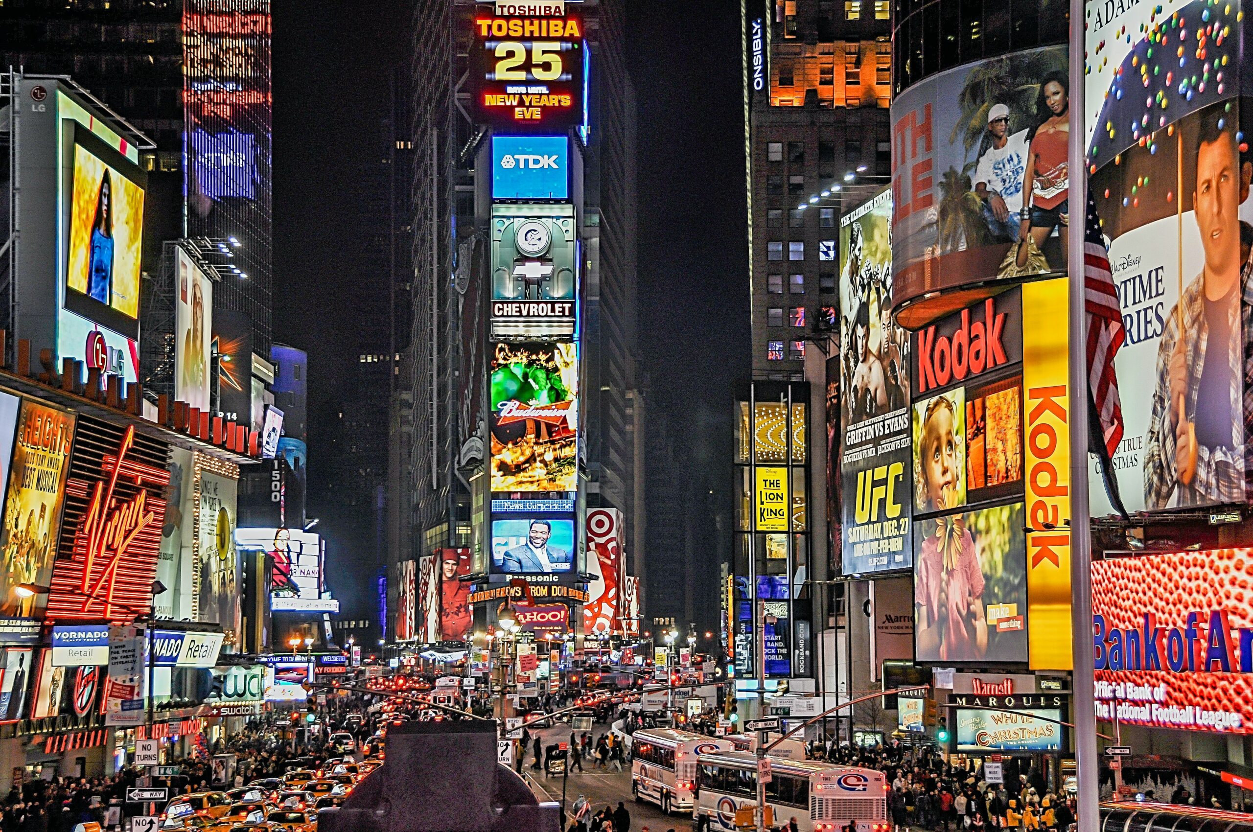 Times Square mit zu vielen Leuchtreklamen.